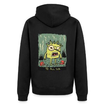 Angry Cartoon Creature: You Are All Goofy - Unisex Premium Organic Zip Hoodie - black - Back - Nico (187cm)