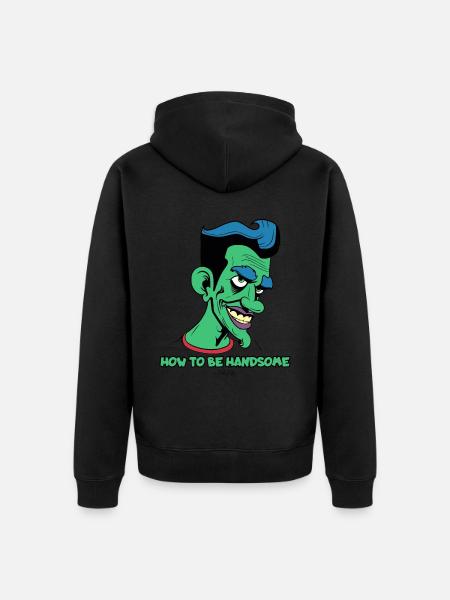 How to Look Good: Attractive Cartoon Man - Unisex Premium Organic Zip Hoodie - black