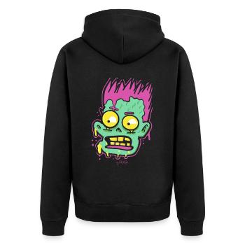 Cartoon Pop Art: So creepy, a zombie - Unisex Premium Organic Zip Hoodie - black - Back - Nico (187cm)