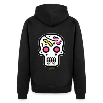 Pop Art Skull - Unisex Premium Organic Zip Hoodie - black - Back - Nico (187cm)