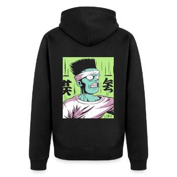 CArtoon Strong Japanese Anime for Weebs - Unisex Premium Organic Zip Hoodie - black - Back - Nico (187cm)