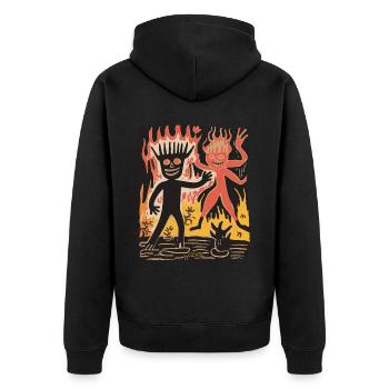 Willkommen bei der Arbeit: Kollegen u Mitarbeiter - Unisex Premium Bio Zip Hoodie - Schwarz - Hinten - Nico (187cm)