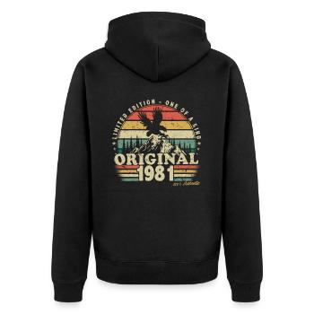 1981 Birthday Born In 1981 Retro Vintage - Unisex Premium Organic Zip Hoodie - black - Back - Nico (187cm)