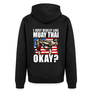J’aime vraiment le Muay Thai, d’accord ? - Veste à capuche bio Premium Unisexe - noir - Dos - Nico (187cm)