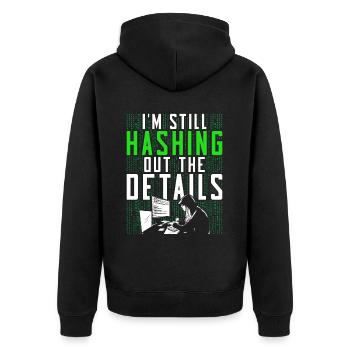 Ethical Hacker Ethischer Hacker - Unisex Premium Bio Zip Hoodie - Schwarz - Hinten - Nico (187cm)