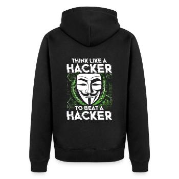Ethical Hacker Ethischer Hacker - Unisex Premium Bio Zip Hoodie - Schwarz - Hinten - Nico (187cm)