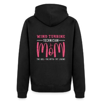 Wind Turbine Technician Mom The Idol Green Energy - Unisex Premium Bio Zip Hoodie - Schwarz - Hinten - Nico (187cm)