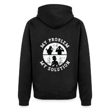 Wind Turbine Tech My Problem My Pictogram Mom Dad - Unisex Premium Bio Zip Hoodie - Schwarz - Hinten - Nico (187cm)