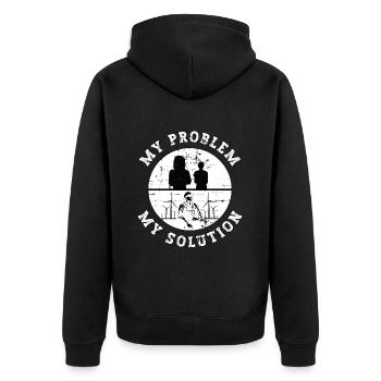 Wind Turbine Tech My Problem My Pictogram Dad Mom - Unisex Premium Bio Zip Hoodie - Schwarz - Hinten - Nico (187cm)