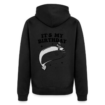 Sacabambaspis Fisch Meme Geburtstagsfeier - Unisex Premium Bio Zip Hoodie - Schwarz - Hinten - Nico (187cm)