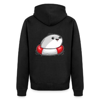 Sacabambaspis Fish Meme Swimming Swimmer - Unisex Premium Organic Zip Hoodie - black - Back - Nico (187cm)