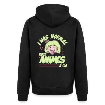 Cute Japanese Manga Women Girls Gift Otaku Kawaii - Unisex Premium Bio Zip Hoodie - Schwarz - Hinten - Nico (187cm)
