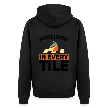 Fliesenleger Fliesensetzer Beruf Fugenleger Fliese - Unisex Premium Bio Zip Hoodie - Schwarz - Hinten - Nico (187cm)