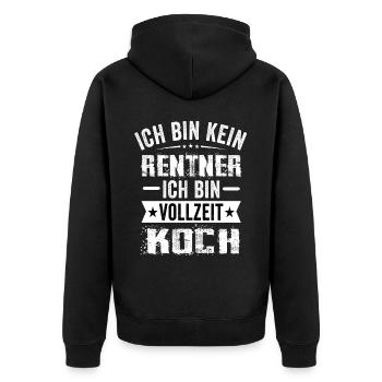 Ich Bin Kein Rentner Ich Bin Vollzeit Koch - Unisex Premium Bio Zip Hoodie - Schwarz - Hinten - Nico (187cm)
