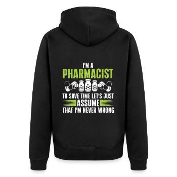 Apotheker Abschluss Medizin Apotheke - Unisex Premium Bio Zip Hoodie - Schwarz - Hinten - Nico (187cm)