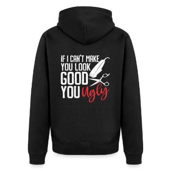 Friseur Geschenk Für Friseur Salon Spruch Friseur - Unisex Premium Bio Zip Hoodie - Schwarz - Hinten - Nico (187cm)