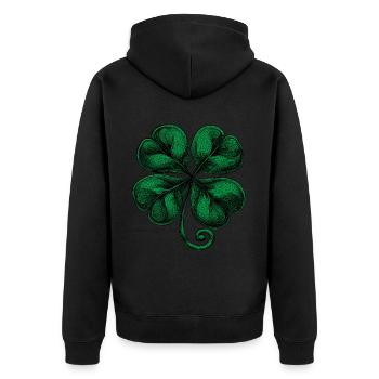 Trèfle vert à quatre feuilles - Veste à capuche bio Premium Unisexe - noir - Dos - Nico (187cm)