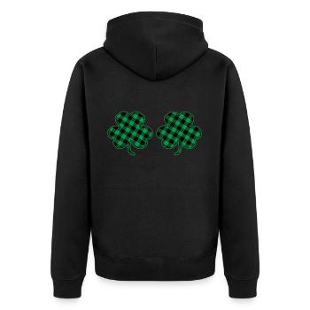 Kleeblatt Brüste - Unisex Premium Bio Zip Hoodie - Schwarz - Hinten - Nico (187cm)