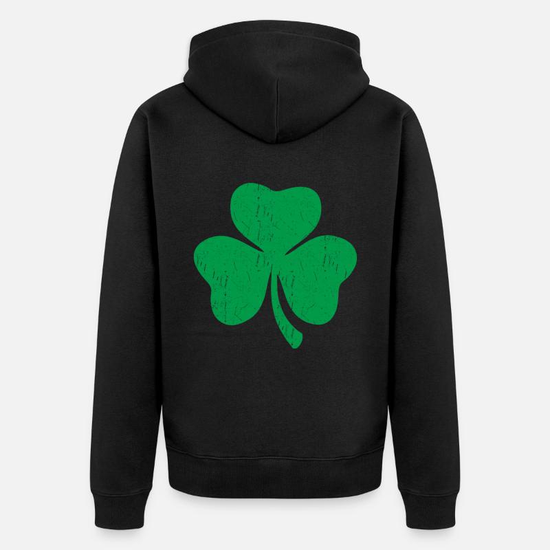 Trèfle vert à trois feuilles - Veste à capuche bio Premium Unisexe - noir