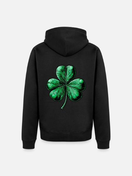 Green three-leaf clover - Unisex Premium Organic Zip Hoodie - black