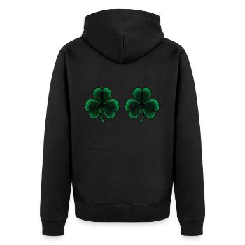 Kleeblatt Brüste - Unisex Premium Bio Zip Hoodie - Schwarz - Hinten - Nico (187cm)