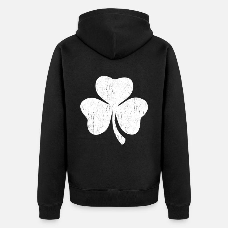 Trèfle blanc à trois feuilles - Veste à capuche bio Premium Unisexe - noir
