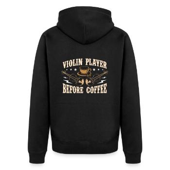 Violin Player Before Coffee Musician Coffee Lover - Unisex Premium Bio Zip Hoodie - Schwarz - Hinten - Nico (187cm)