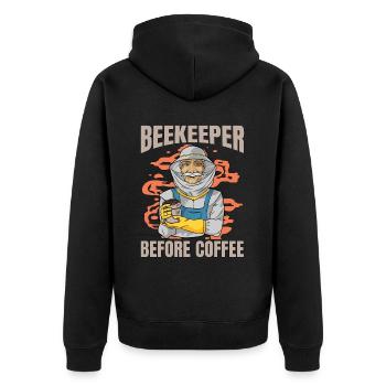 Beekeeper Before Coffee Bee Farmer Coffee Lover - Unisex Premium Organic Zip Hoodie - black - Back - Nico (187cm)