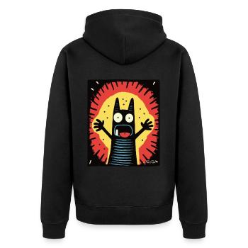 Schau mich an! Die Aufmerksamkeit Katze - Unisex Premium Bio Zip Hoodie - Schwarz - Hinten - Nico (187cm)