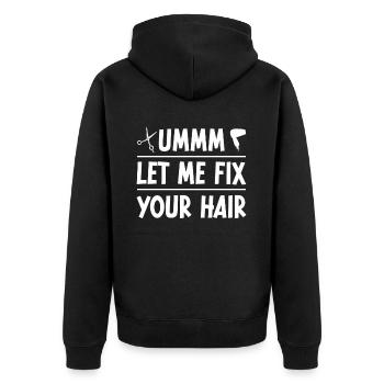 Friseur Geschenk Für Friseur Salon Spruch Friseur - Unisex Premium Bio Zip Hoodie - Schwarz - Hinten - Nico (187cm)