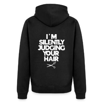 Friseur Geschenk Für Friseur Salon Spruch Friseur - Unisex Premium Bio Zip Hoodie - Schwarz - Hinten - Nico (187cm)