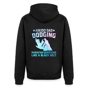 Aikido Dad Dodging parenting questions like a - Unisex Premium Organic Zip Hoodie - black - Back - Nico (187cm)