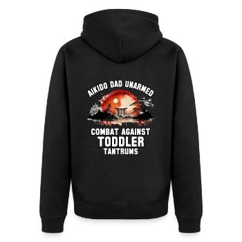 Aikido Papa unbewaffneter Kampf gegen Wutanfälle bei Kleinkindern - Unisex Premium Bio Zip Hoodie - Schwarz - Hinten - Nico (187cm)
