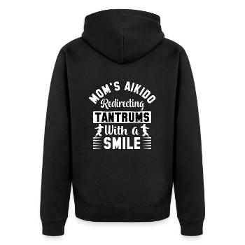 L’Aïkido de maman redirige les crises de colère avec le sourire - Veste à capuche bio Premium Unisexe - noir - Dos - Nico (187cm)