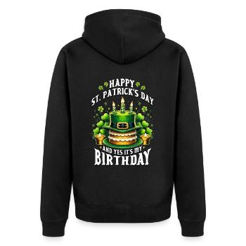 Happy St Patricks Day And Yes It's My Birthday - Unisex Premium Bio Zip Hoodie - Schwarz - Hinten - Nico (187cm)