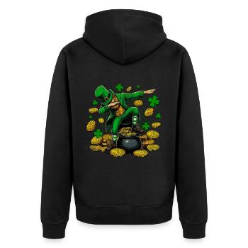Topf mit Bitcoin - Unisex Premium Bio Zip Hoodie - Schwarz - Hinten - Nico (187cm)