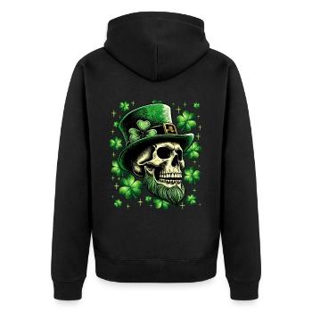 St. Patrick's Day Irish Skull - Unisex Premium Organic Zip Hoodie - black - Back - Nico (187cm)