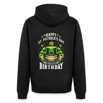 Happy St Patricks Day And Yes It's My Birthday - Unisex Premium Bio Zip Hoodie - Schwarz - Hinten - Nico (187cm)