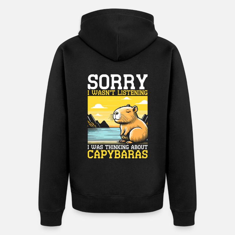 Thinking about Capybaras - Unisex Premium Bio Zip Hoodie - Schwarz