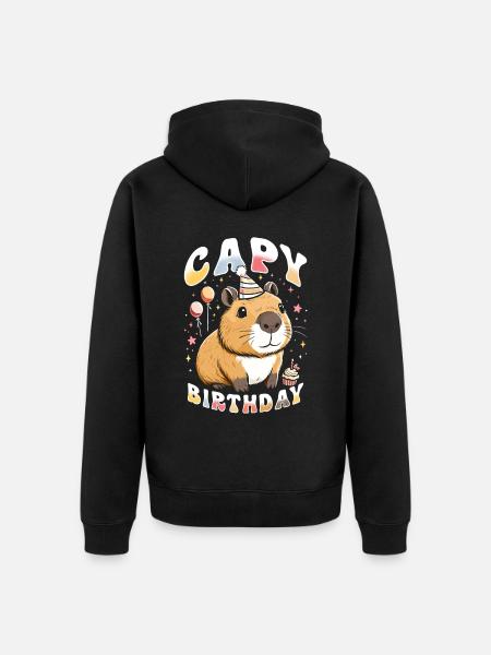 Capy Birthday - Unisex Premium Organic Zip Hoodie - black
