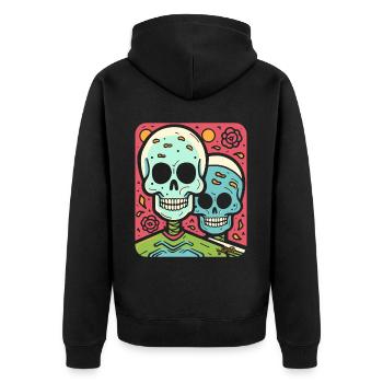 Crânes pop modernes et partenariat contre amour - Veste à capuche bio Premium Unisexe - noir - Dos - Nico (187cm)