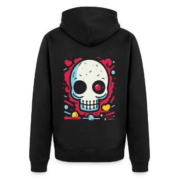 Nothing but hearts and love to the bone - Unisex Premium Organic Zip Hoodie - black - Back - Nico (187cm)