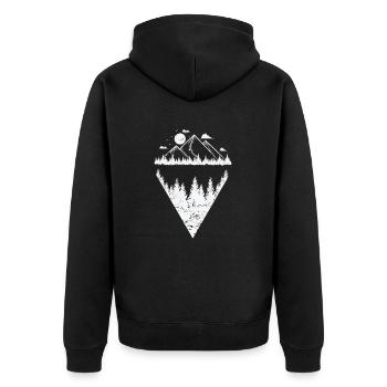Berge bei Nacht zum Wandern Outdoor Hobby - Unisex Premium Bio Zip Hoodie - Schwarz - Hinten - Nico (187cm)