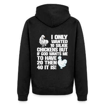 Silkie Huhn Lustige Farm Tierliebhaber - Unisex Premium Bio Zip Hoodie - Schwarz - Hinten - Nico (187cm)
