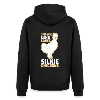 Silkie Huhn Lustige Farm Tierliebhaber - Unisex Premium Bio Zip Hoodie - Schwarz - Hinten - Nico (187cm)