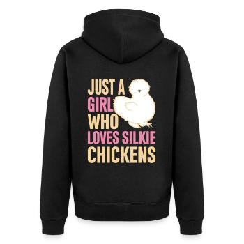 Silkie Huhn Lustige Farm Tierliebhaber - Unisex Premium Bio Zip Hoodie - Schwarz - Hinten - Nico (187cm)