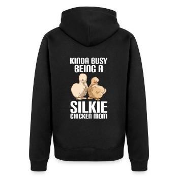Silkie Huhn Lustige Farm Tierliebhaber - Unisex Premium Bio Zip Hoodie - Schwarz - Hinten - Nico (187cm)
