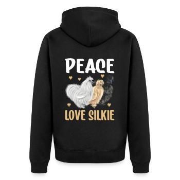 Silkie Huhn Lustige Farm Tierliebhaber - Unisex Premium Bio Zip Hoodie - Schwarz - Hinten - Nico (187cm)