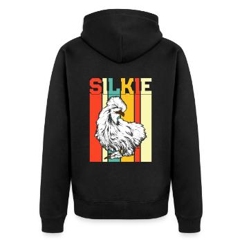 Silkie Huhn Lustige Farm Tierliebhaber - Unisex Premium Bio Zip Hoodie - Schwarz - Hinten - Nico (187cm)