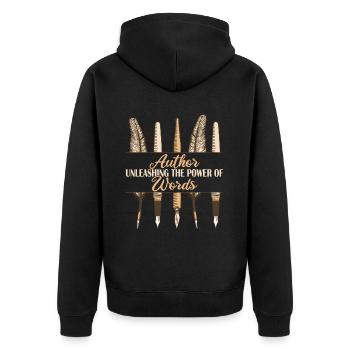 Le pouvoir des mots de l’auteur - Veste à capuche bio Premium Unisexe - noir - Dos - Nico (187cm)